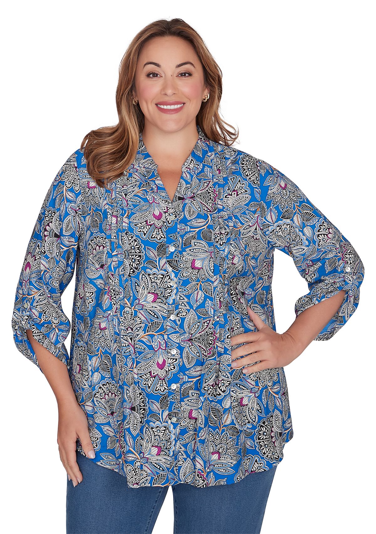 Plus Size Floral Printed Rayon Top
