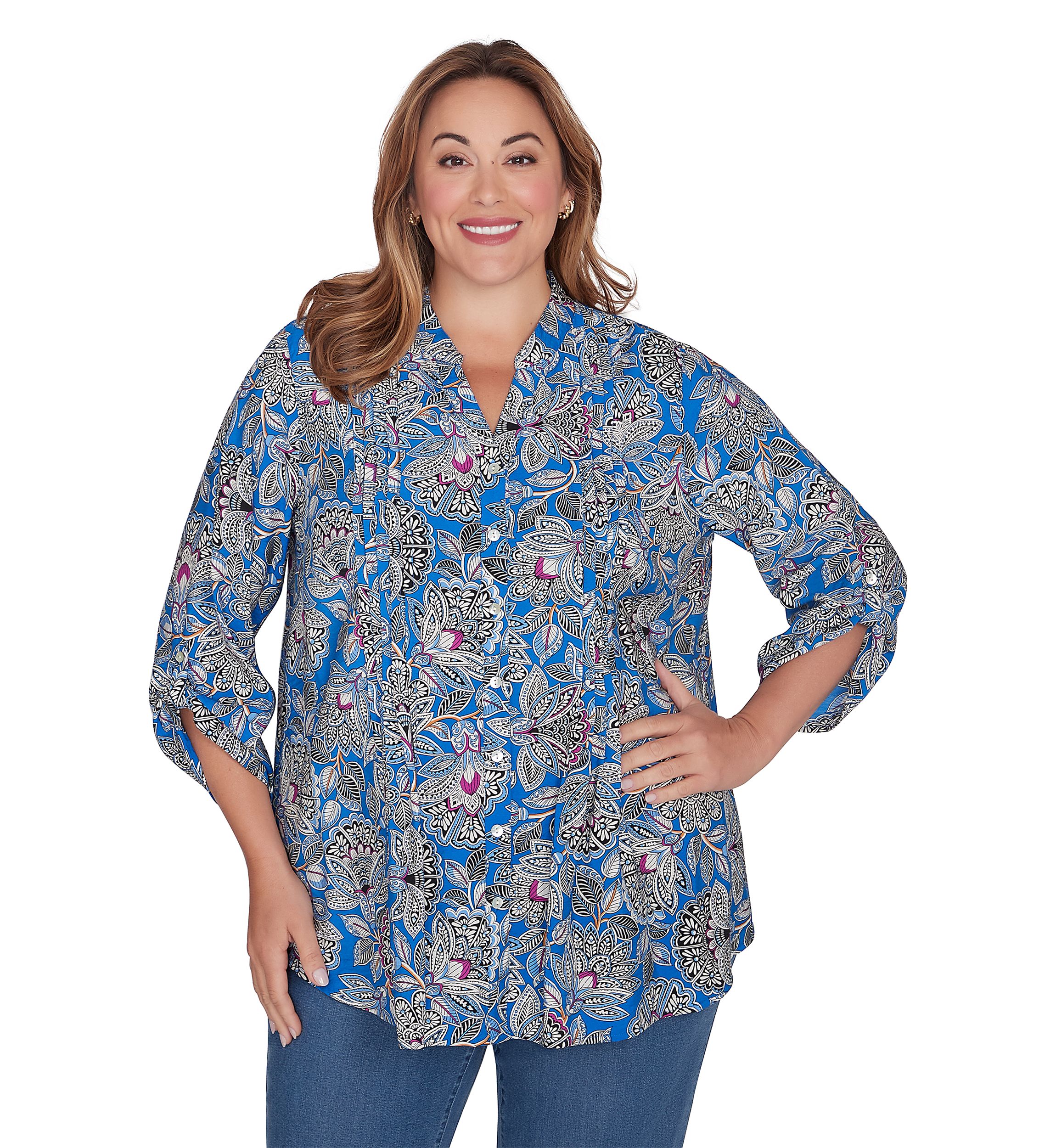 Plus Size Floral Printed Rayon Top
