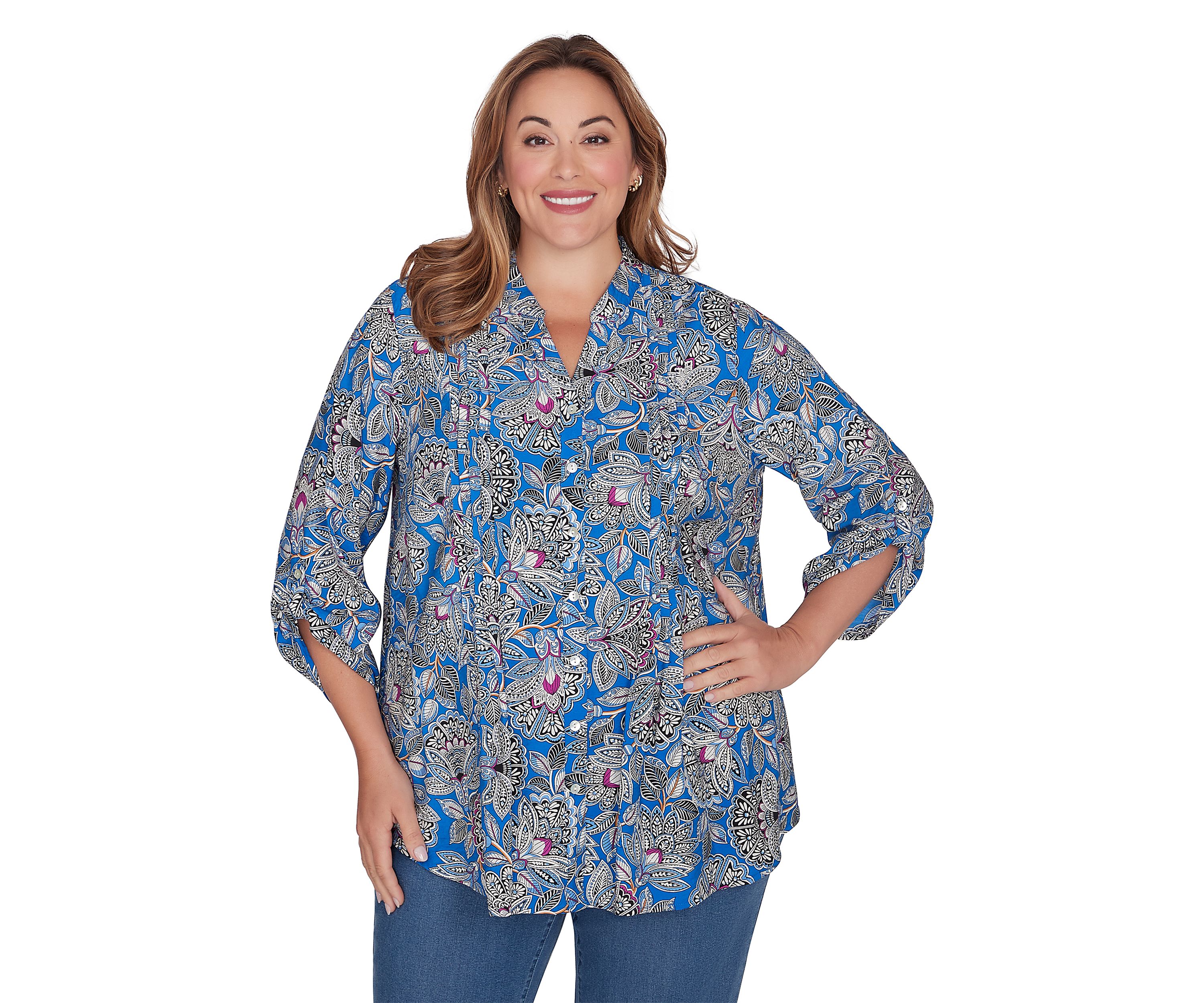 Plus Size Floral Printed Rayon Top