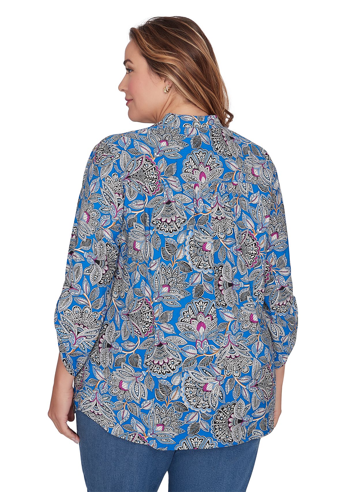Plus Size Floral Printed Rayon Top