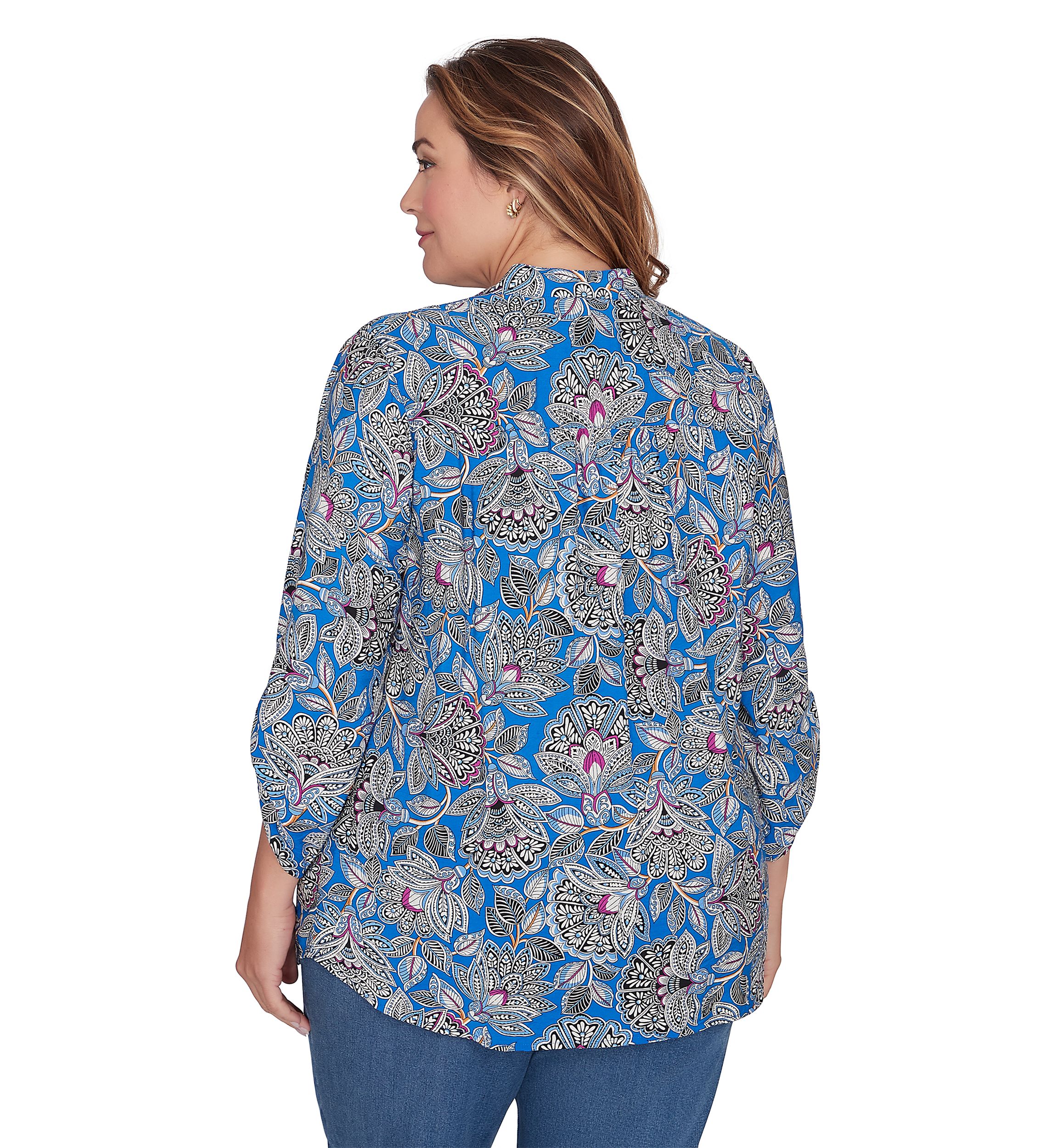 Plus Size Floral Printed Rayon Top