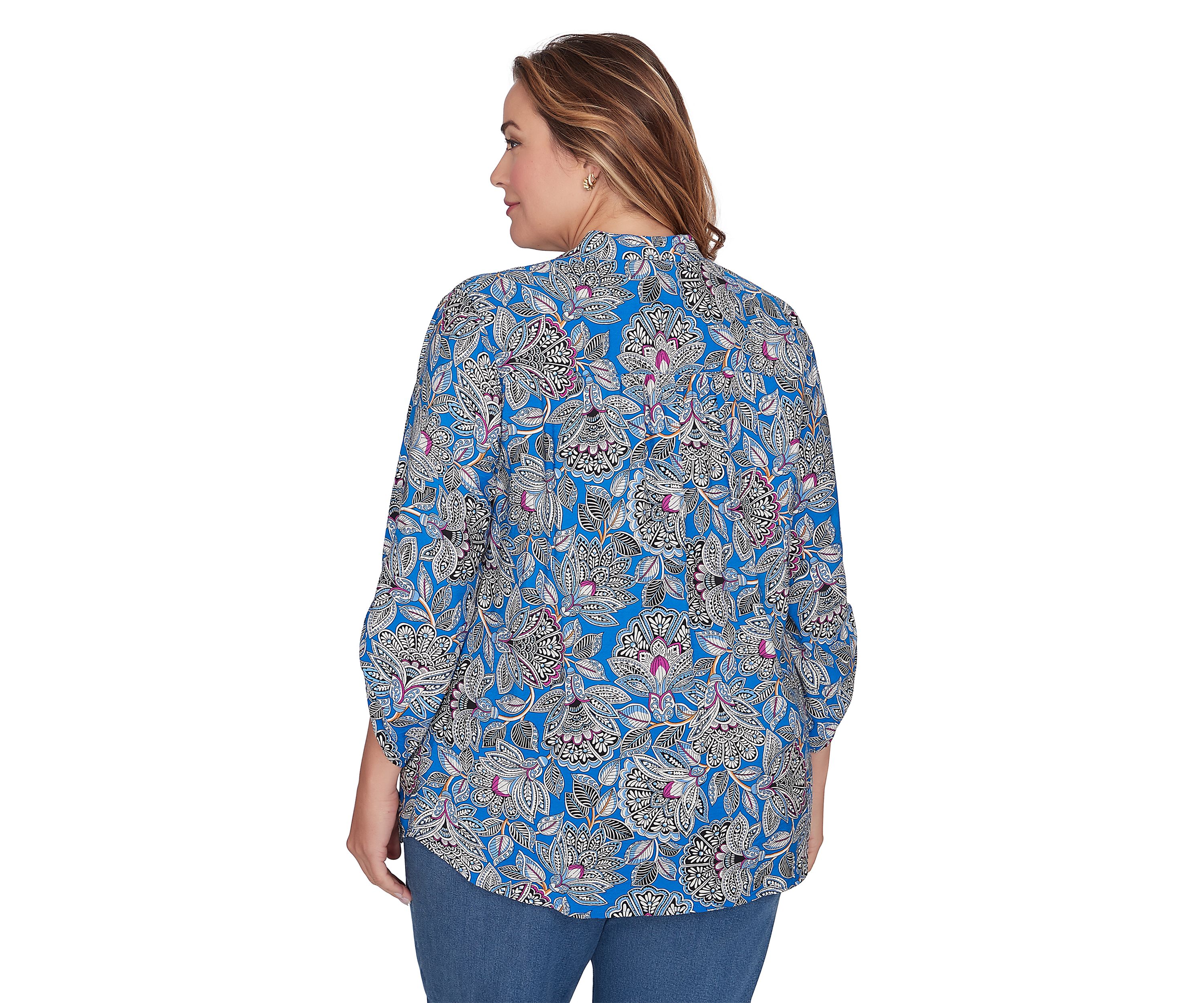 Plus Size Floral Printed Rayon Top