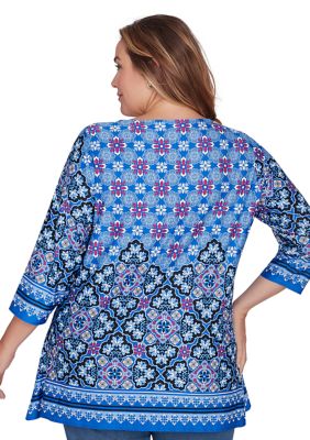 Plus Puffed Printed Top