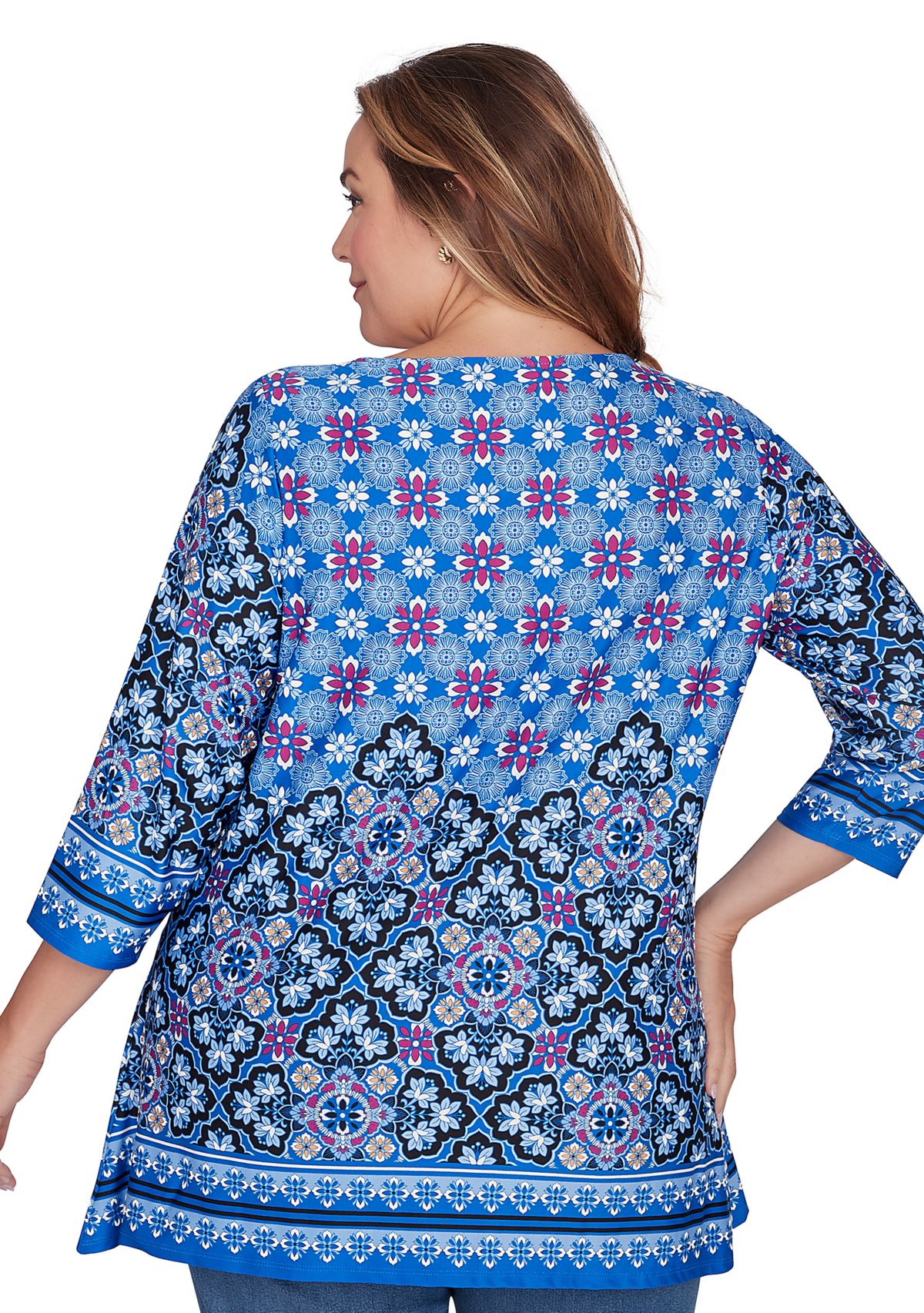 Plus Size Puffed Printed Top