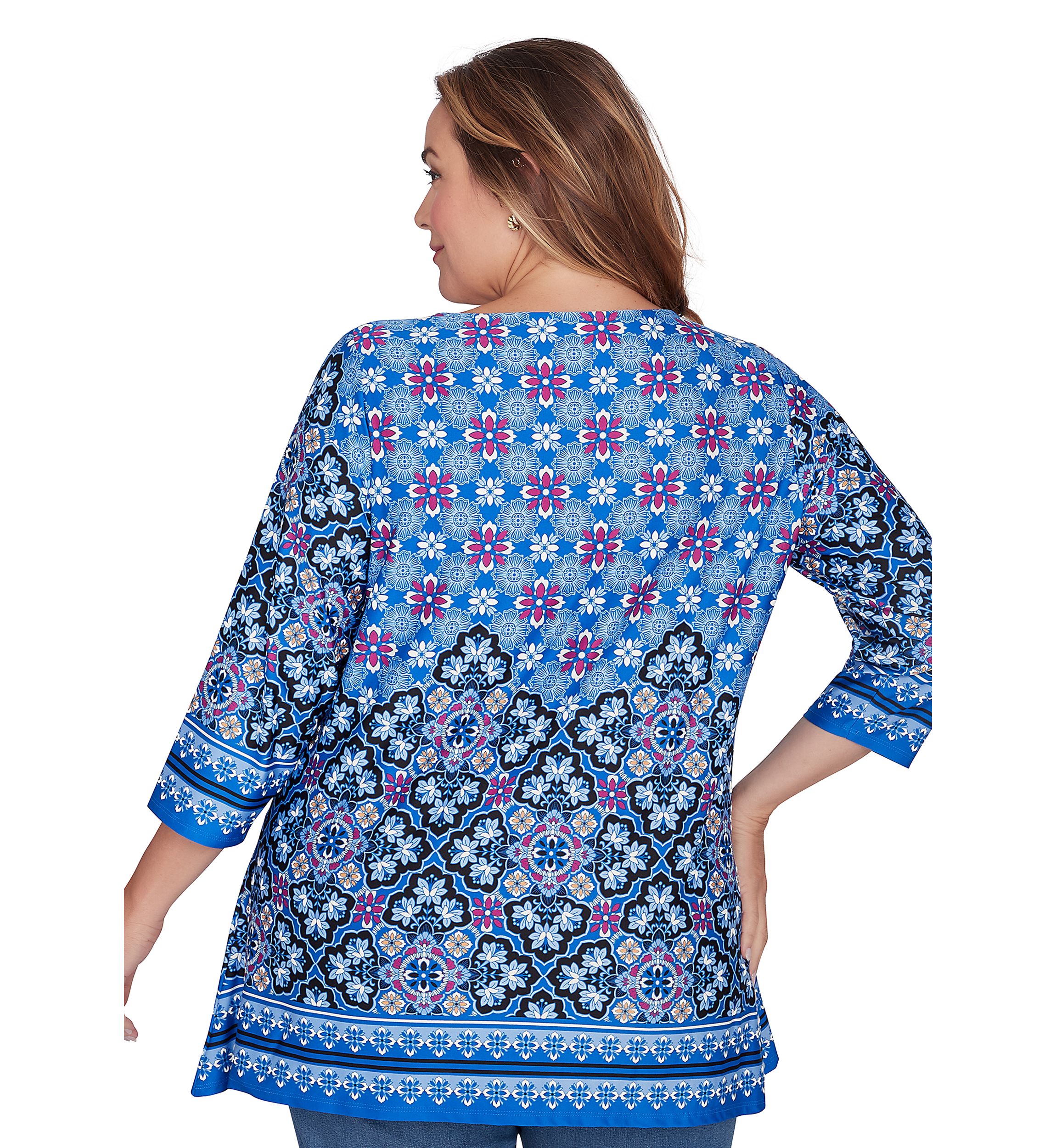 Plus Size Puffed Printed Top