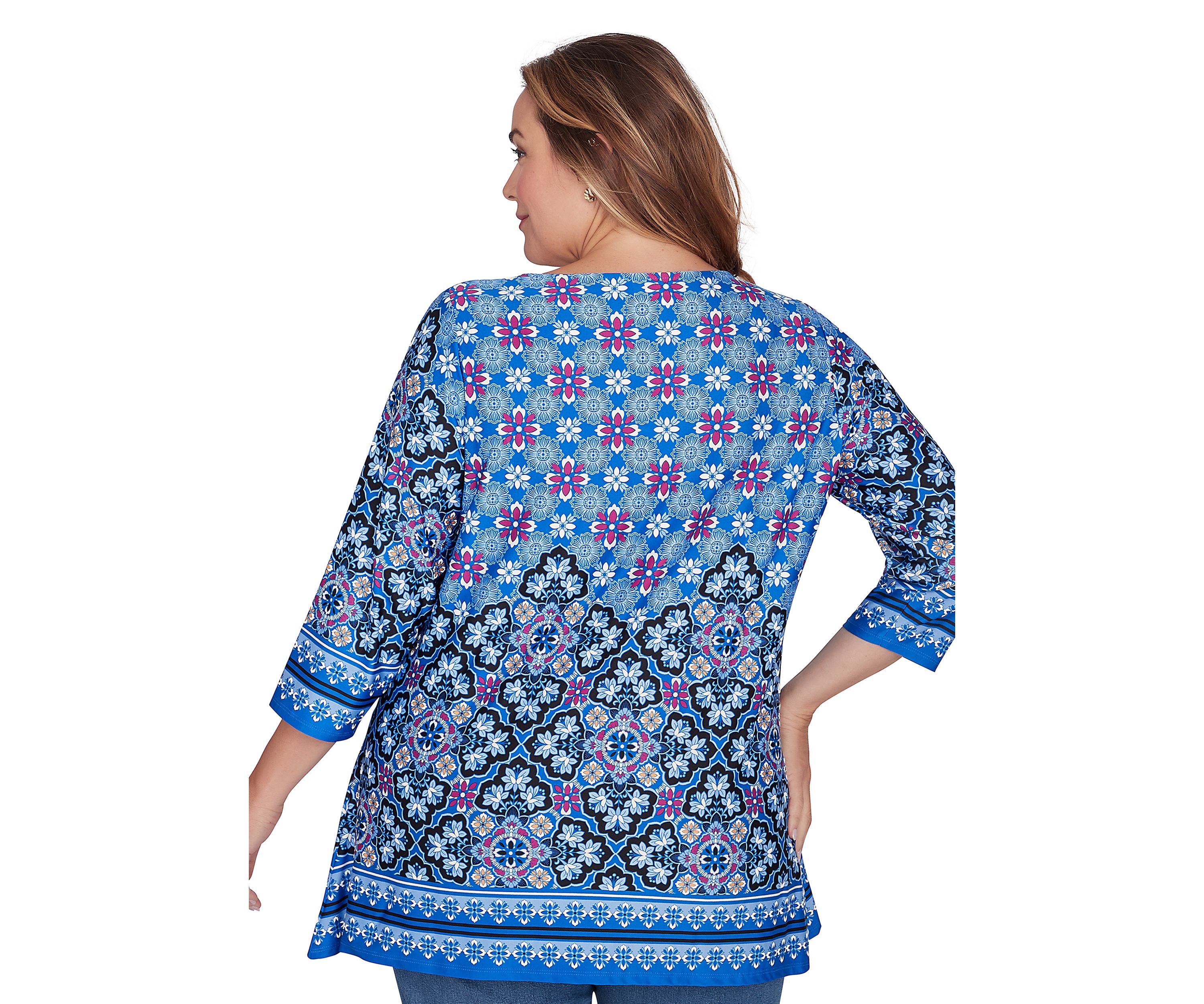 Plus Size Puffed Printed Top