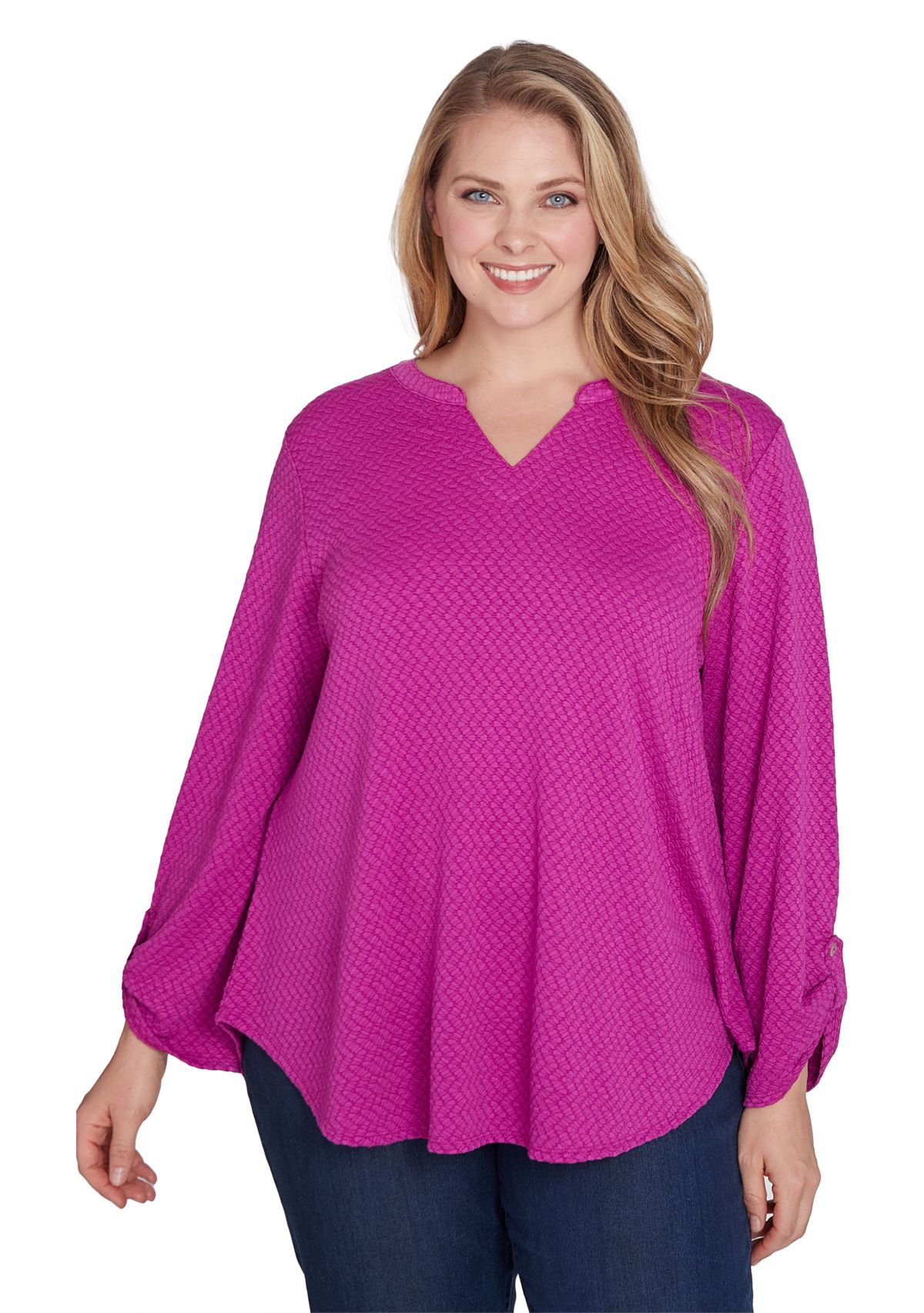 Plus Size Solid Textural Knit Top