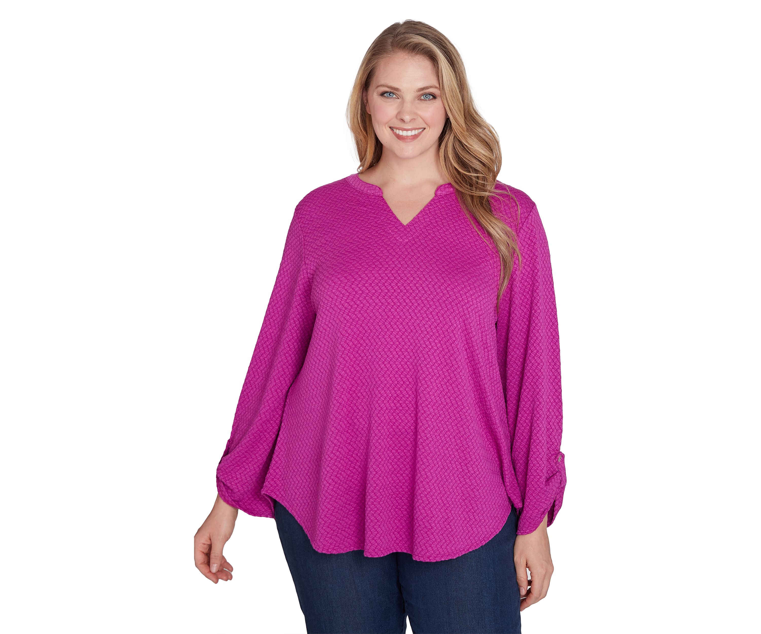 Plus Size Solid Textural Knit Top