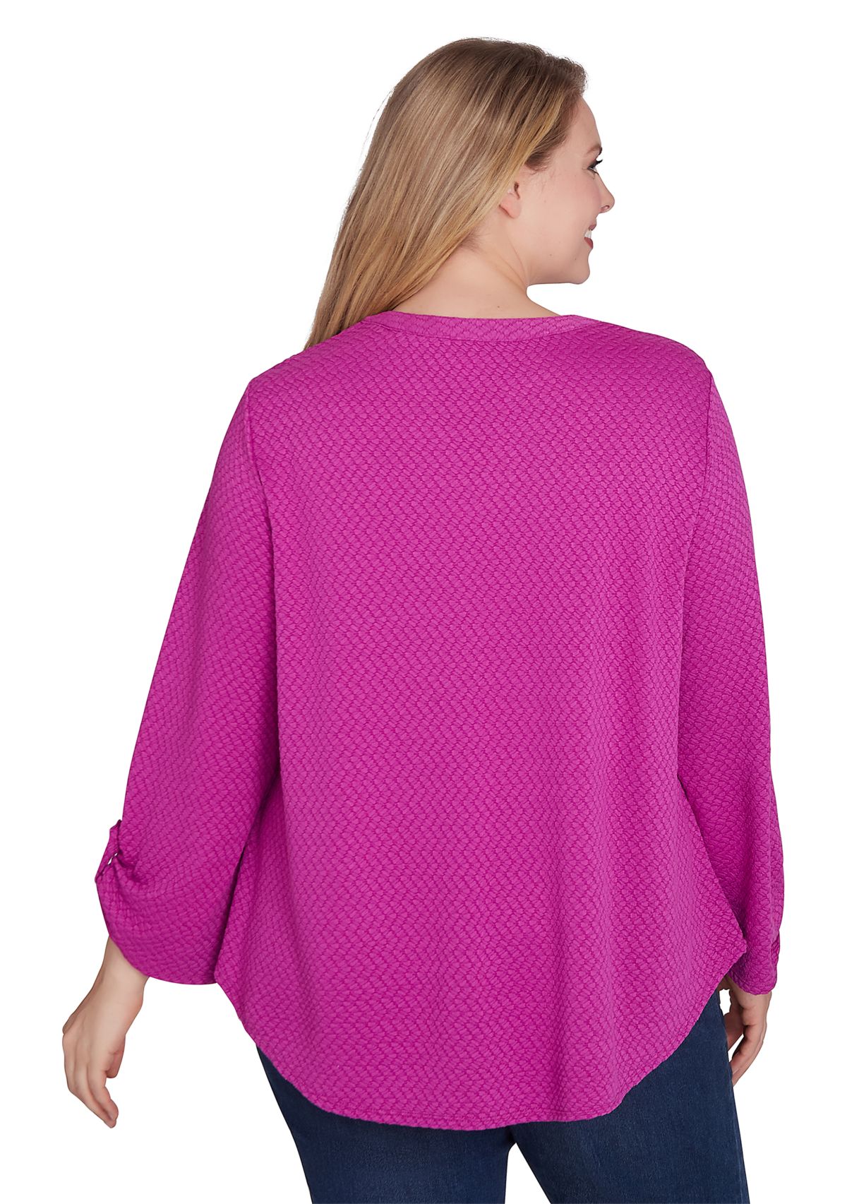 Plus Size Solid Textural Knit Top