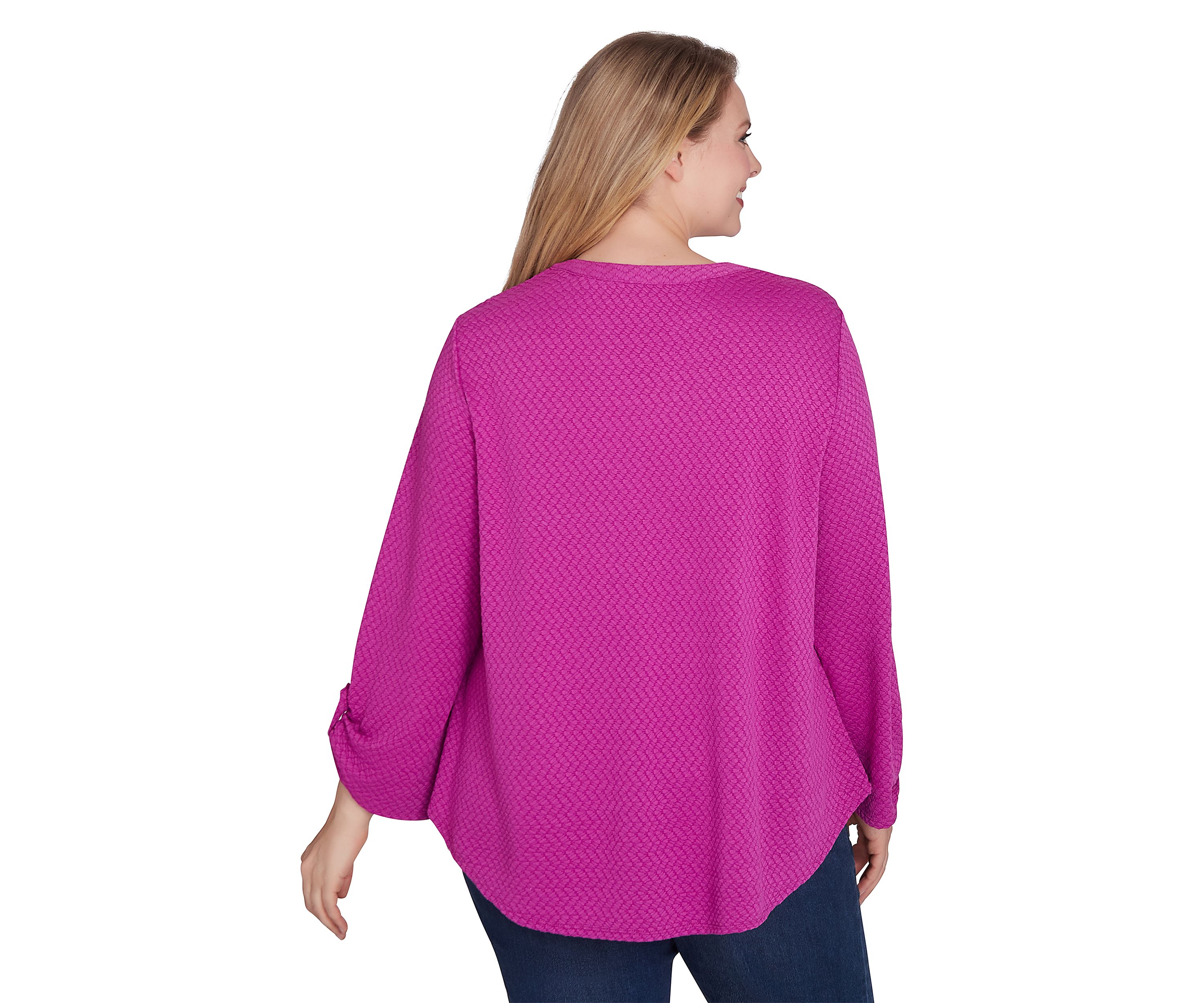 Plus Size Solid Textural Knit Top