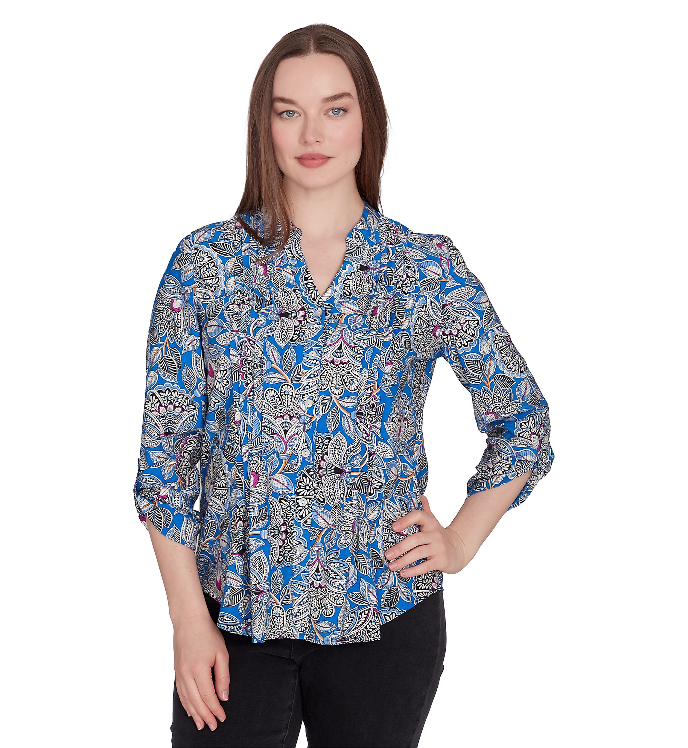 Petite Floral Print Rayon Top