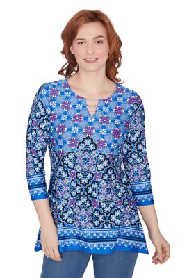 Ruby Rd Women s Petite Puff Print Top PL