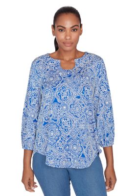 Petite Medallion Puff Print Knit Top