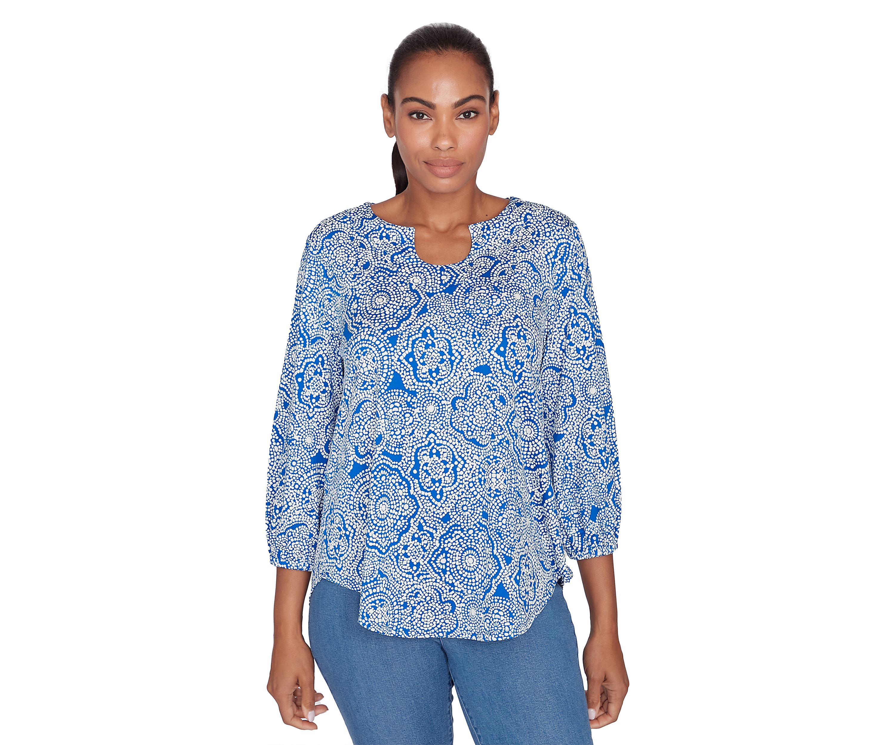 Petite Medallion Puff Print Knit Top