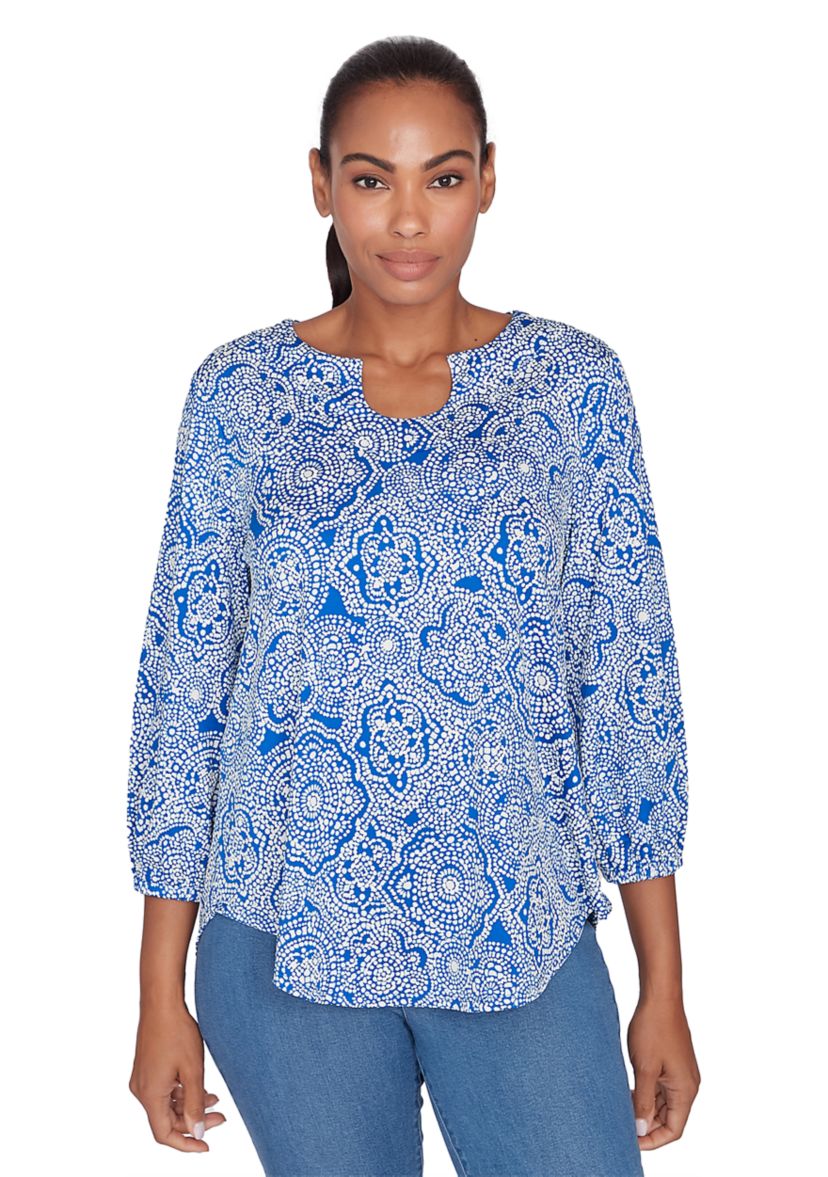 Petite Medallion Puff Print Knit Top