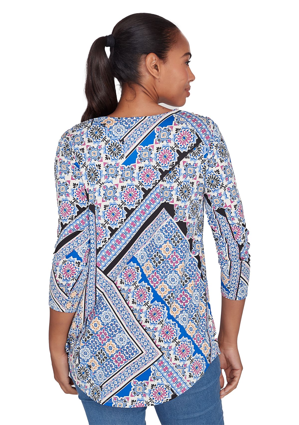 Petite Patchwork Print Knit Top