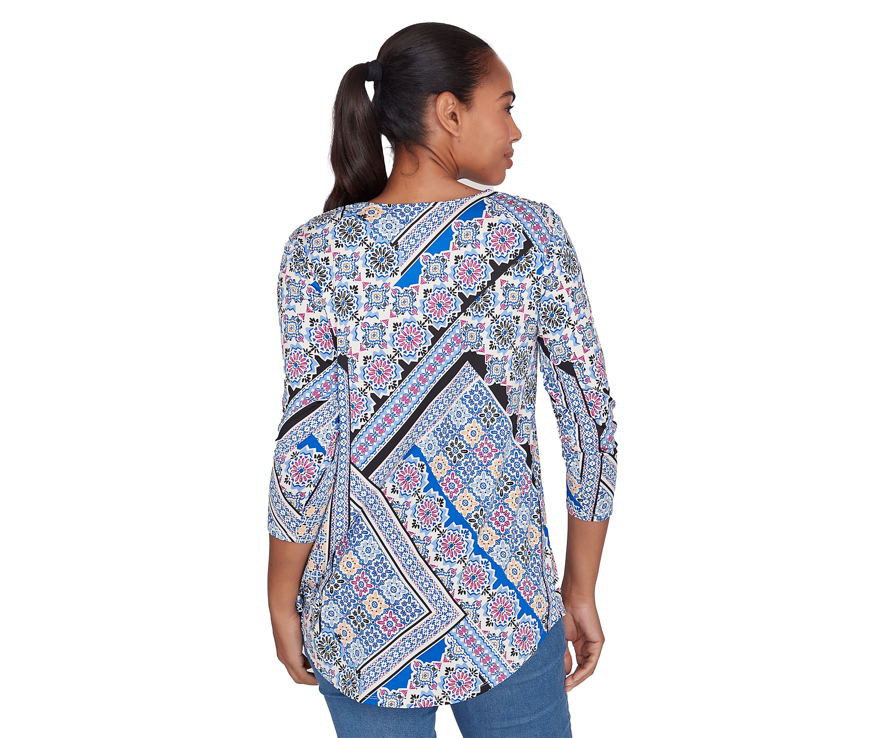 Petite Patchwork Print Knit Top