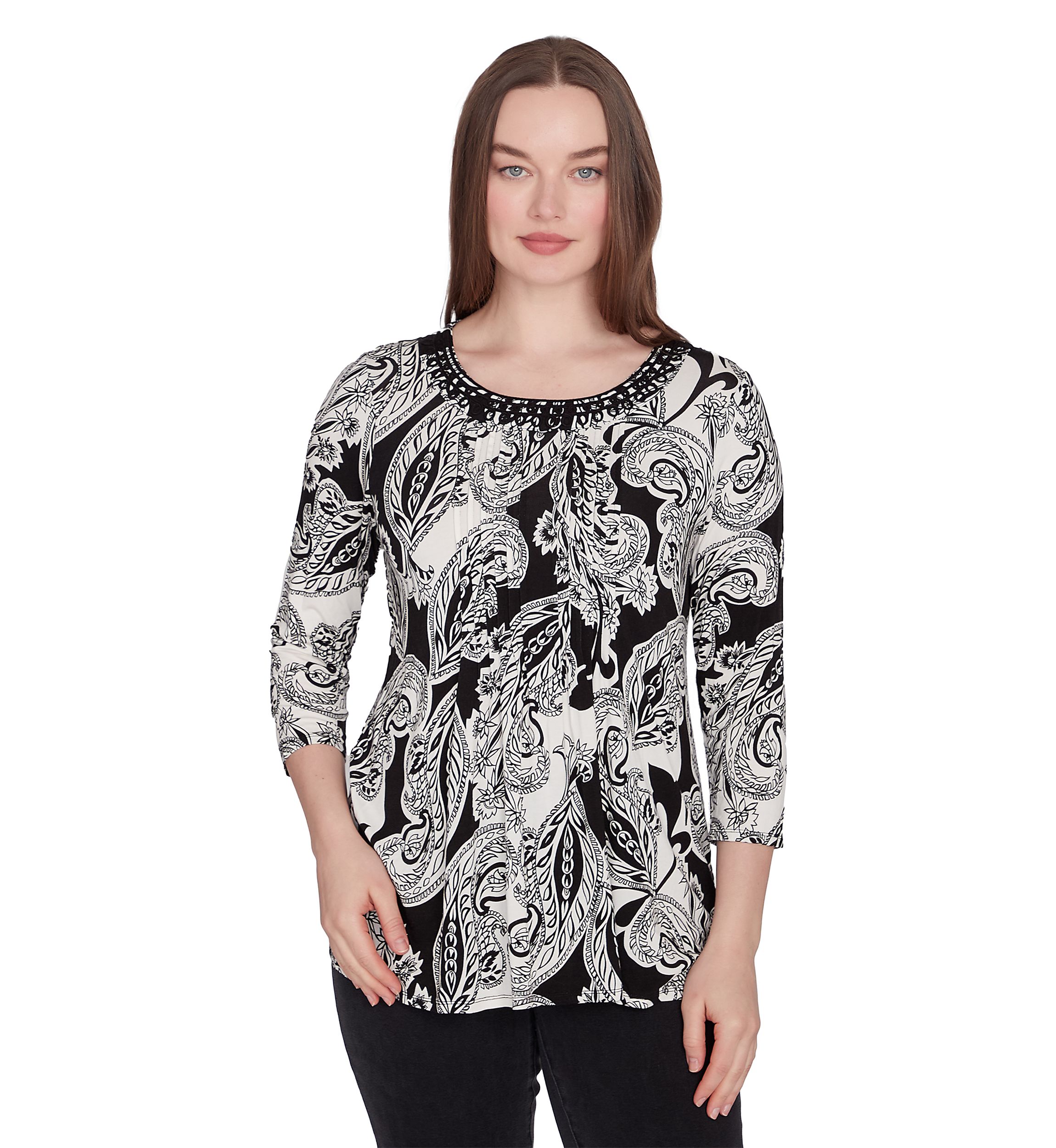 Petite Paisley Print Knit Top