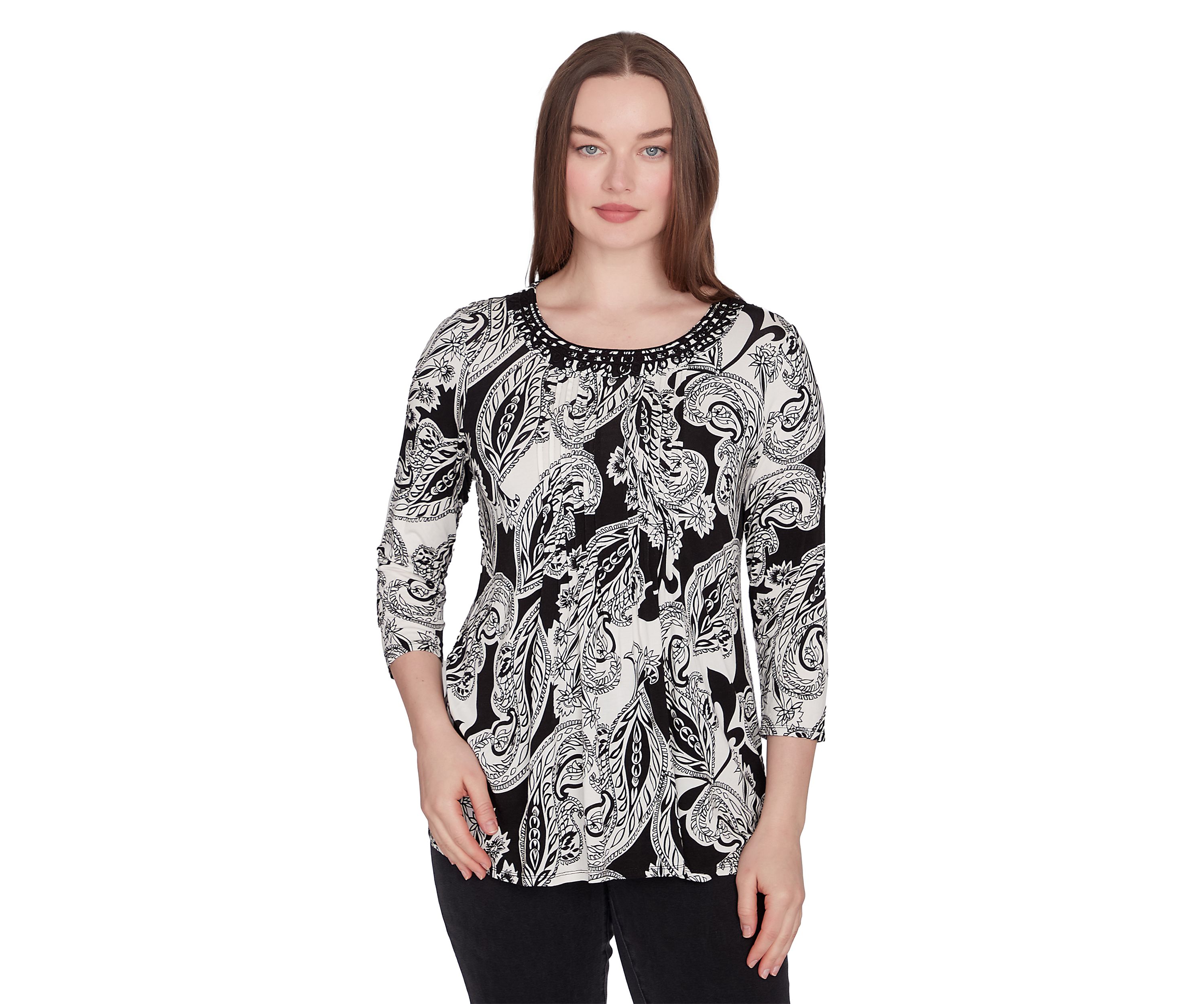 Petite Paisley Print Knit Top