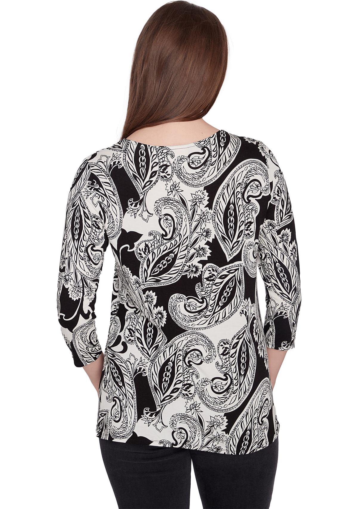 Petite Paisley Print Knit Top