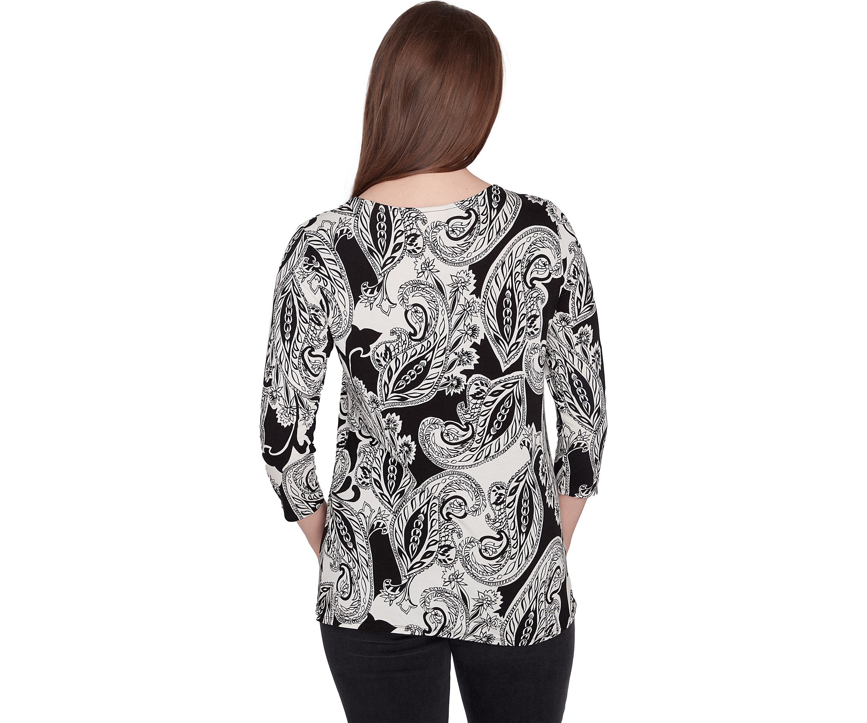 Petite Paisley Print Knit Top