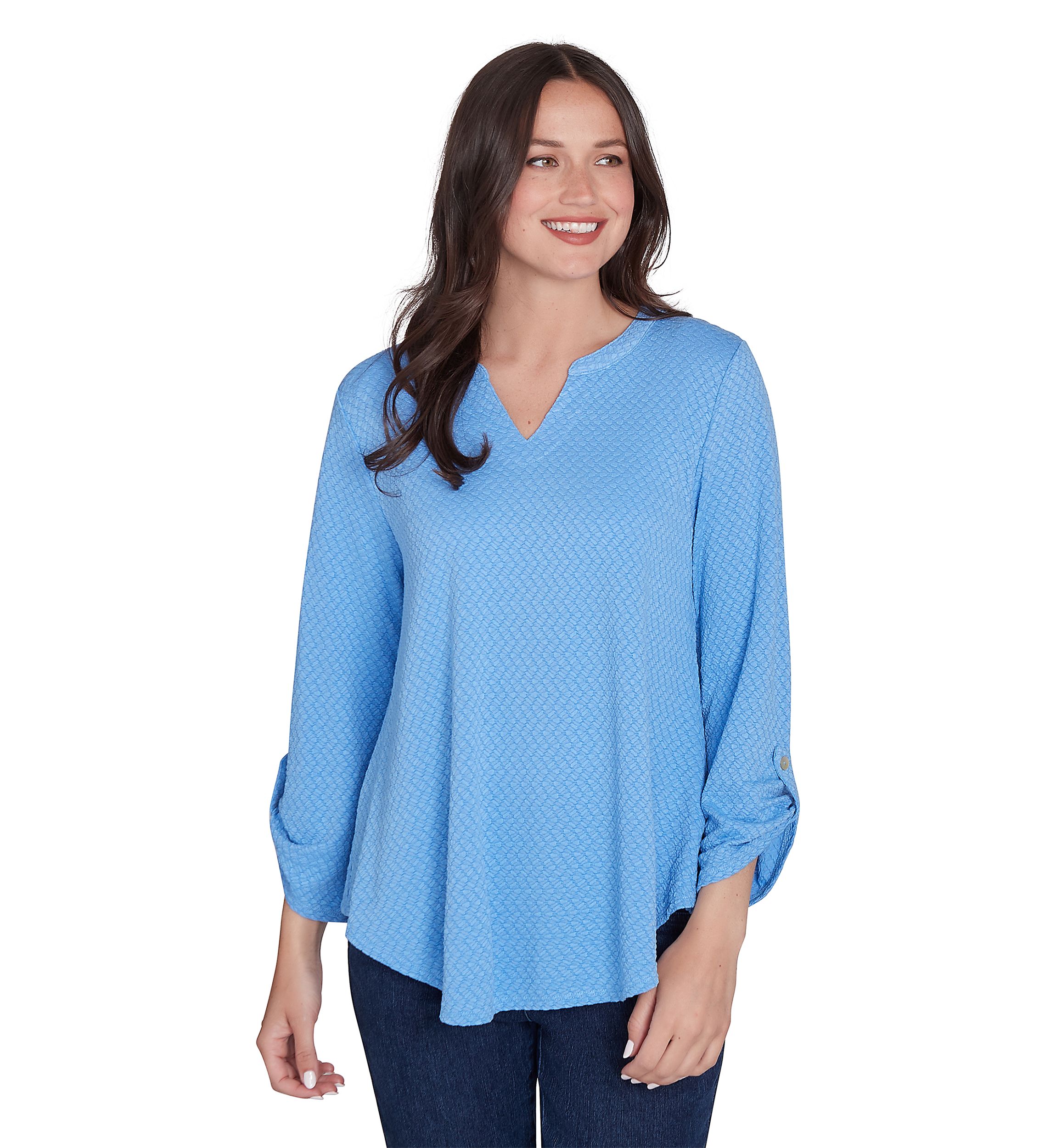 Petite Solid Textural Knit Top