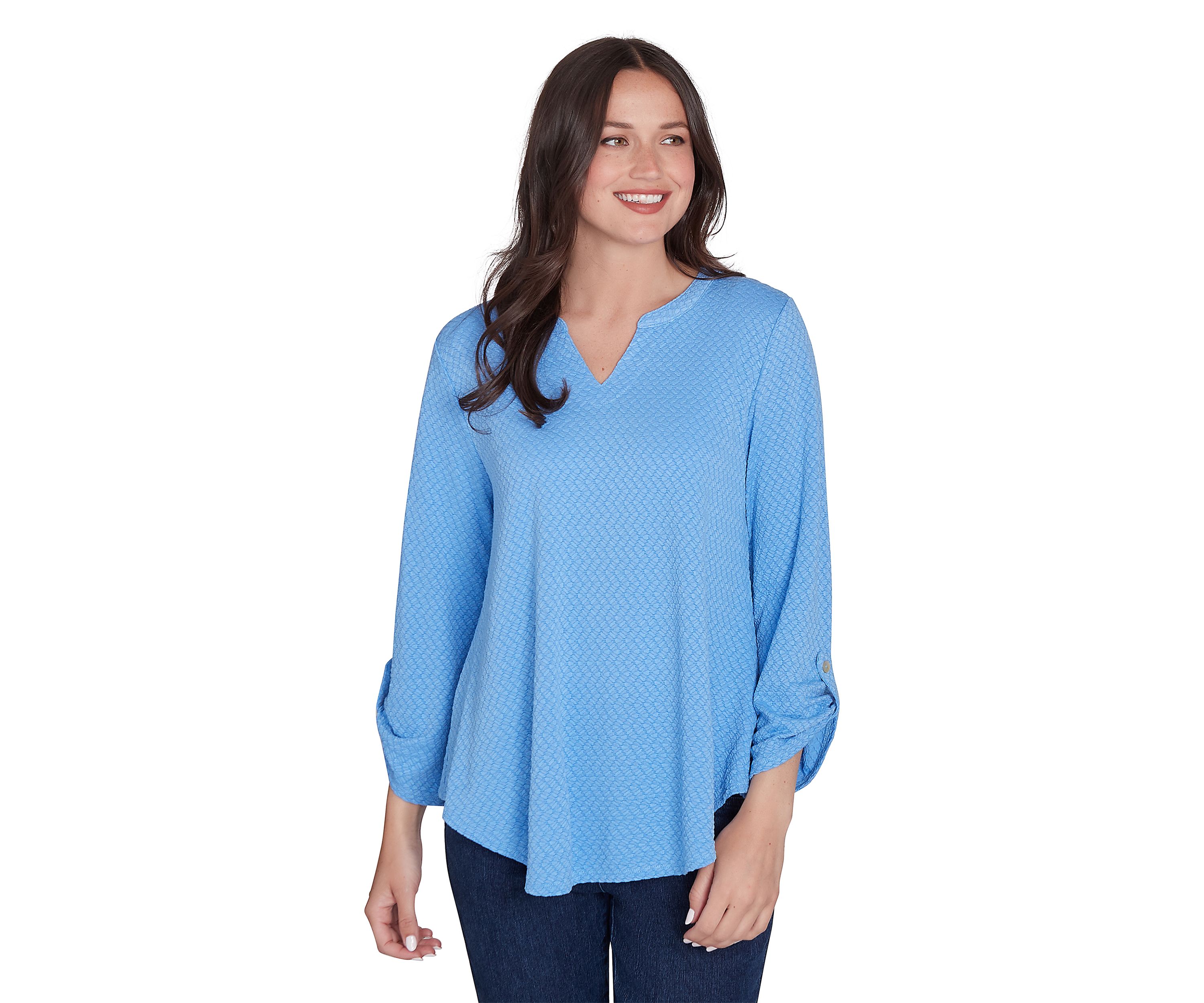 Petite Solid Textural Knit Top