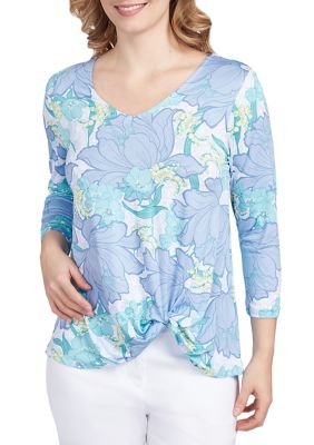 Women's Knit Garden Puff Print Top