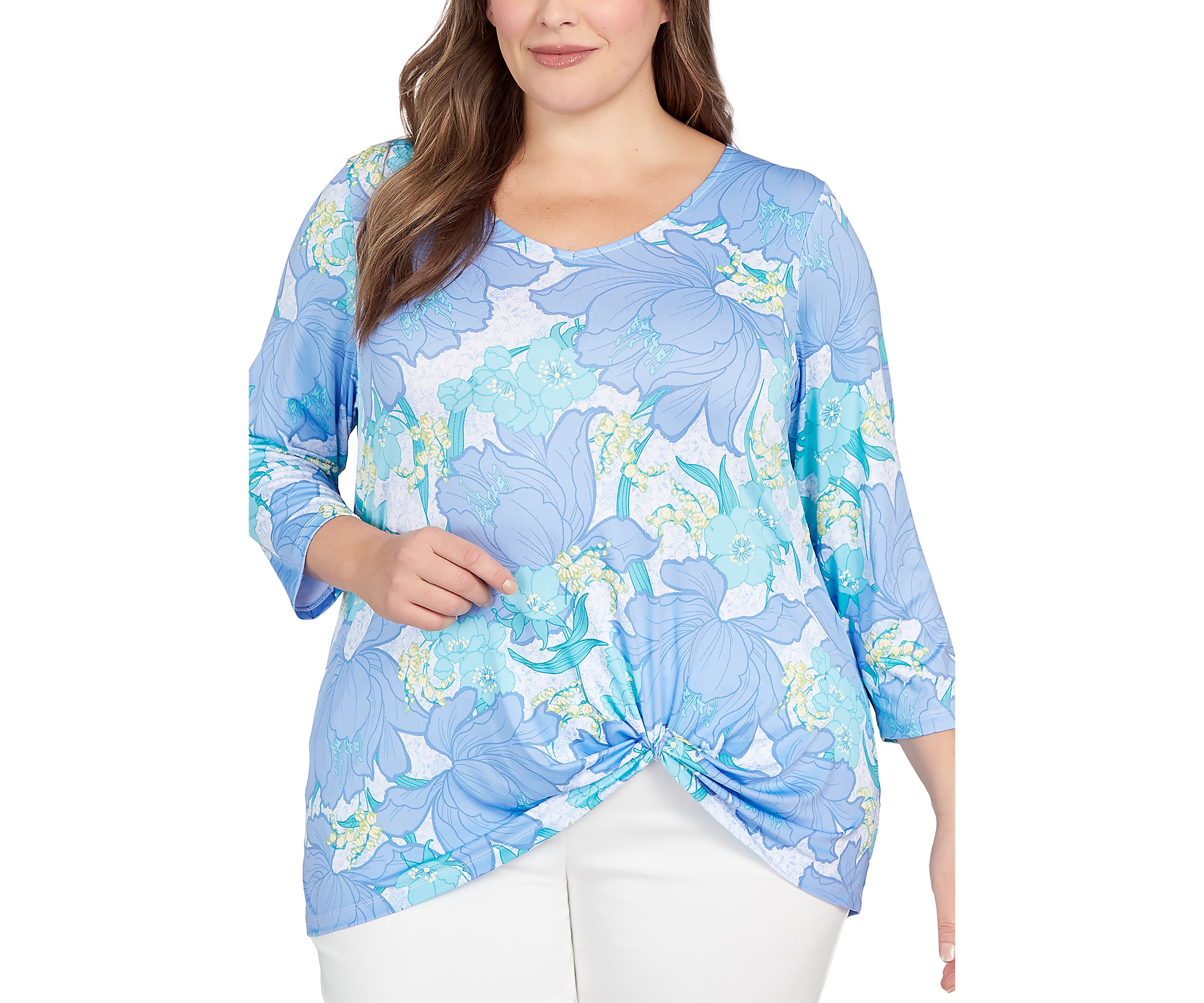 Plus Size Knit Garden Puff Print Top