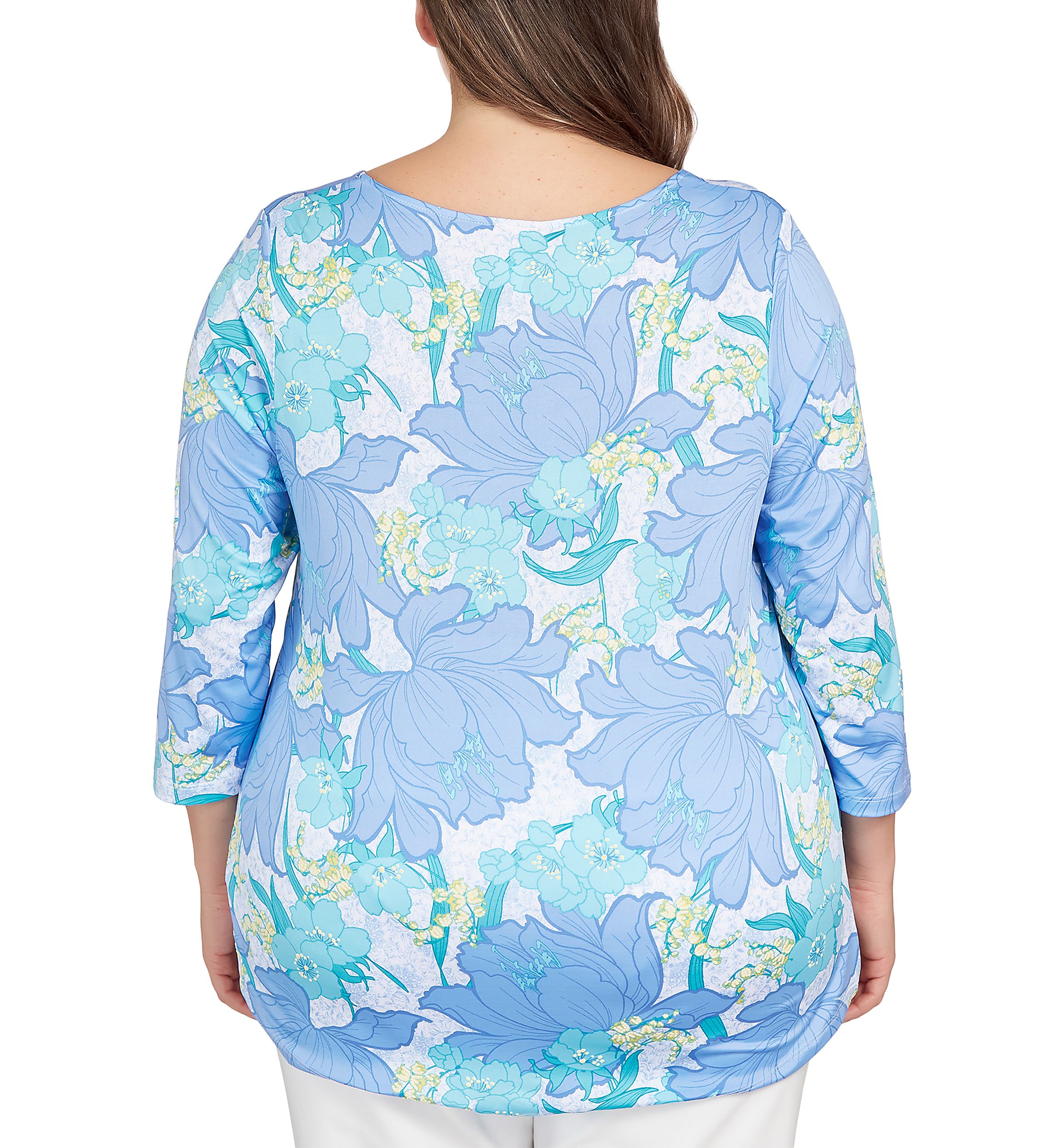Plus Size Knit Garden Puff Print Top
