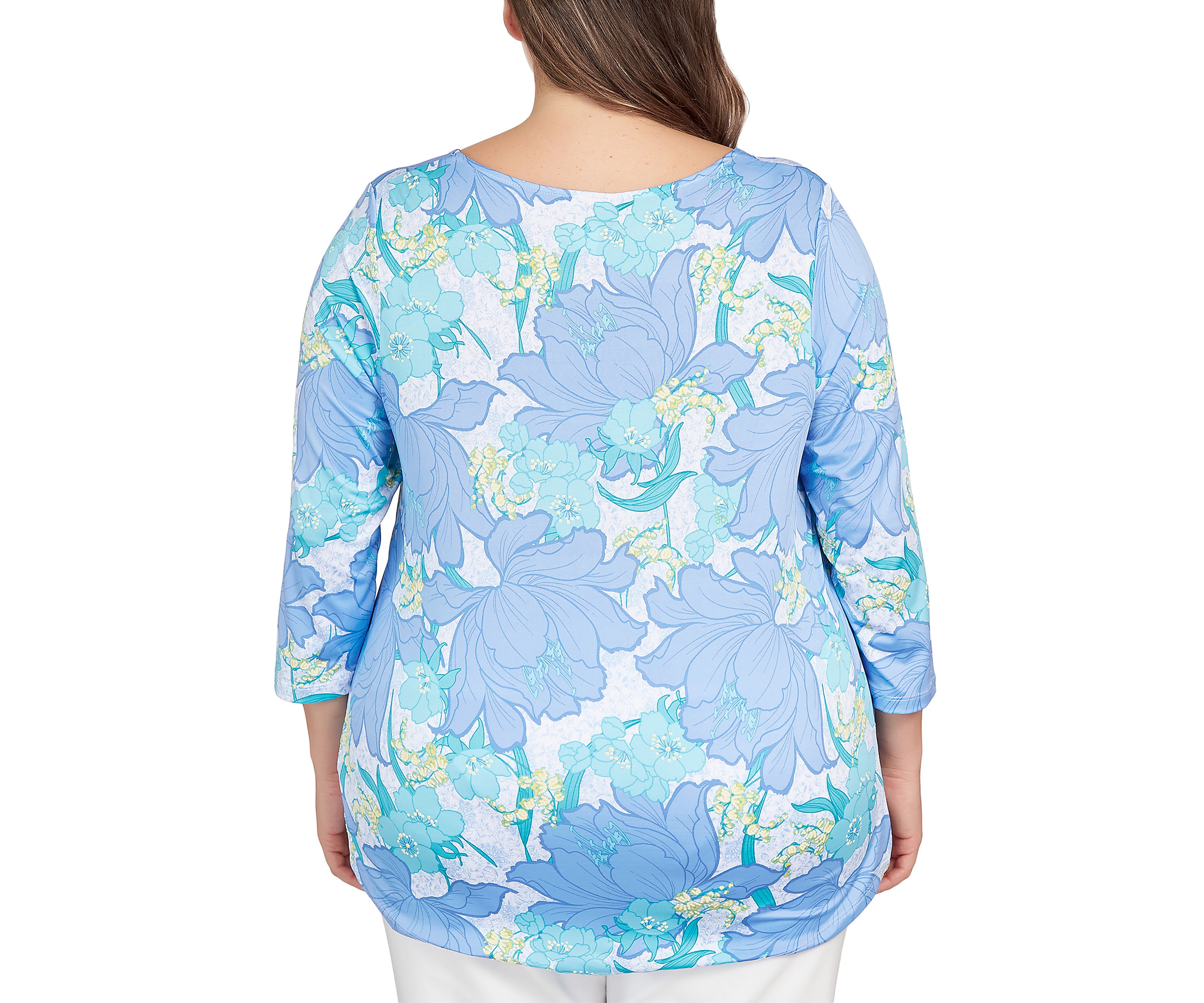 Plus Size Knit Garden Puff Print Top