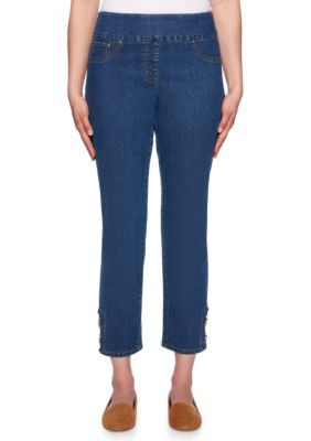 Ruby Rd Petite Go West Stretch Denim Ankle Jeans with Detail Hem | belk