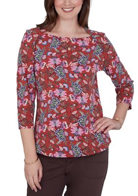 Ruby Rd Women's Garden Foulard Envelope Neck Knit Top