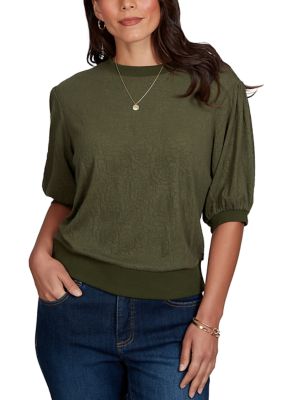 Ruby Rd Women's Rosette Textured Solid Knit Top, XL