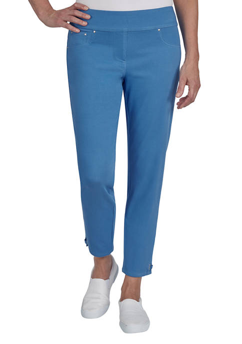 Womens Pull-On Knitted Twill Ankle Pants