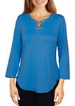 Womens Long Sleeve Lace Up Solid Top