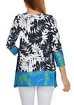 Sueded Swaying Palms Border Printed Top