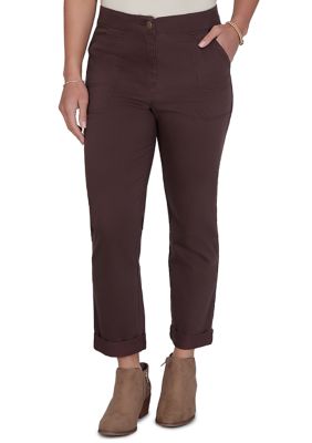 Ruby Rd Women's Petite Washed Twill Roll Cuff Pants