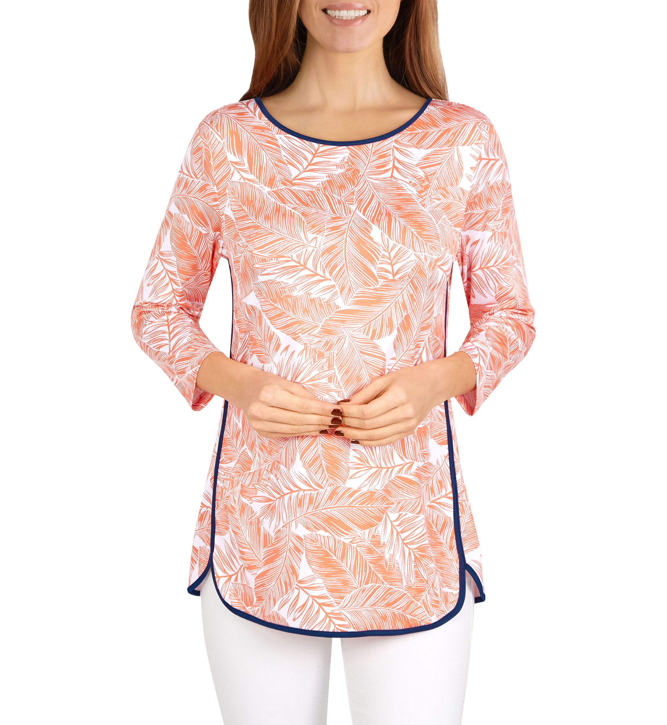 Womens Silky Soft Leaf Print Top