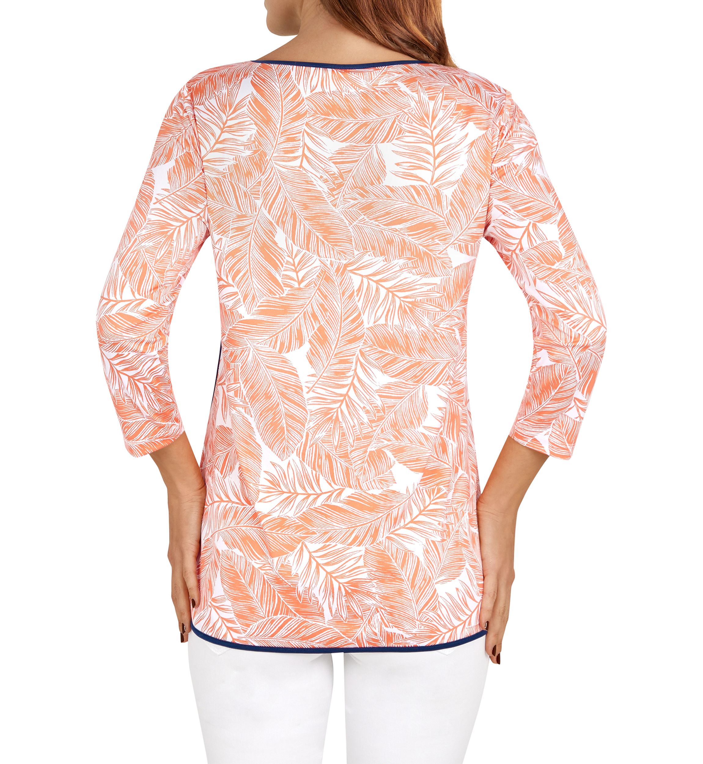Womens Silky Soft Leaf Print Top