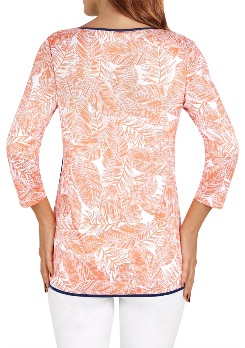 Womens Silky Soft Leaf Print Top