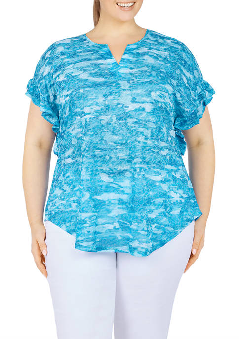 Ruby Rd Plus Size Chic Camo Flutter Sleeve