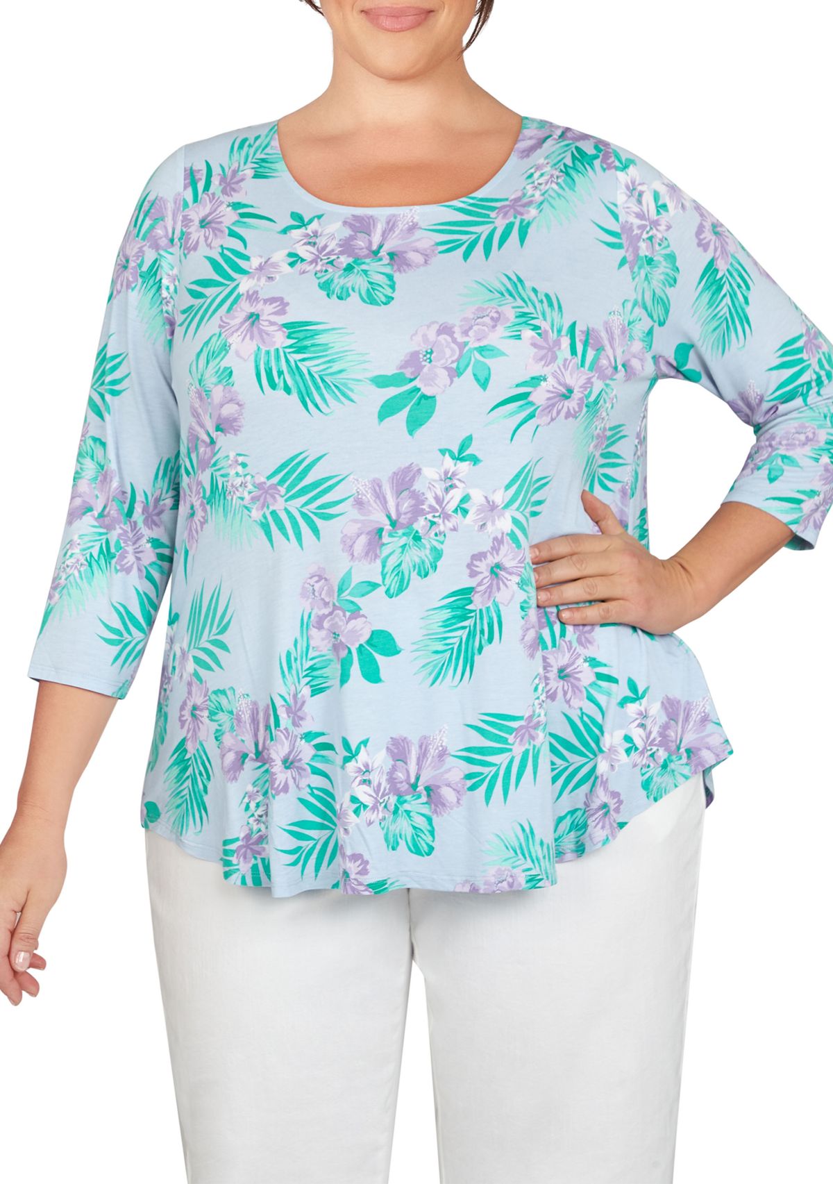 Plus Size Hibiscus Garden Top