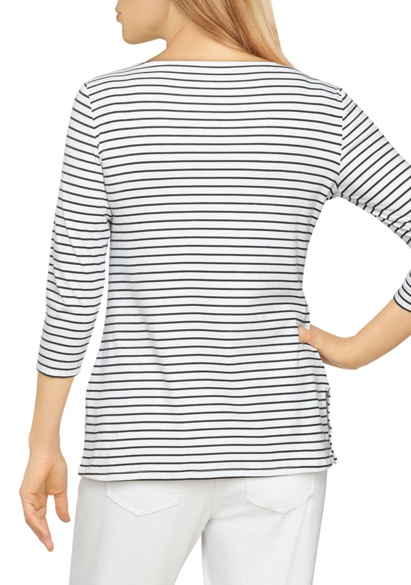 Womens Striped Poinsettia Top