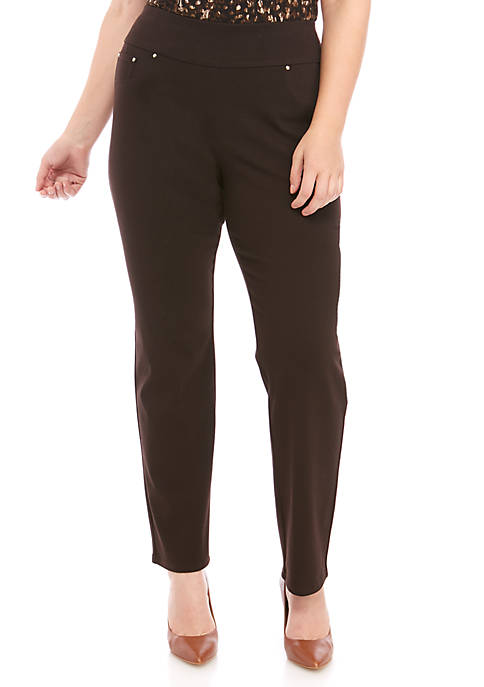 Ruby Rd Plus Size Arts & Crafts Pull ON Knit Twill Pants | belk