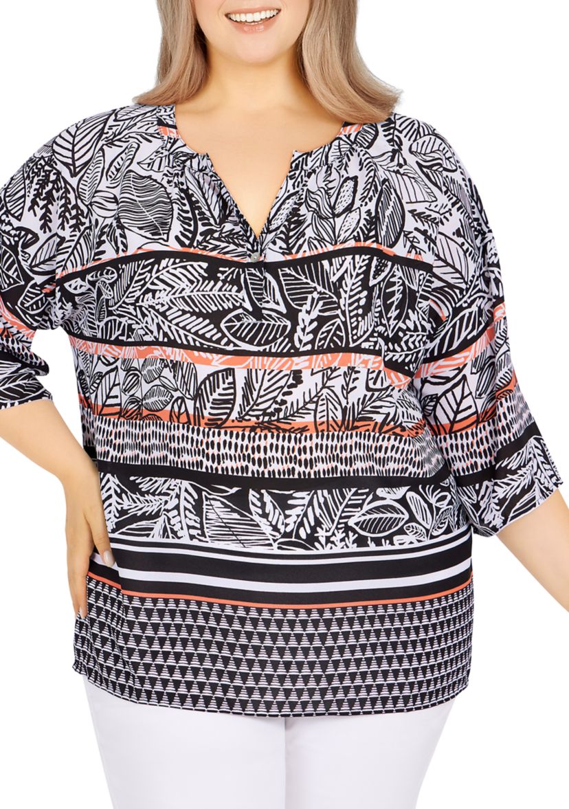 Ruby Rd Plus Size Woven Stripe Top | Belk