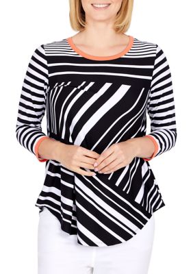 Ruby Rd Women's Plus Size Knit Stripe Top