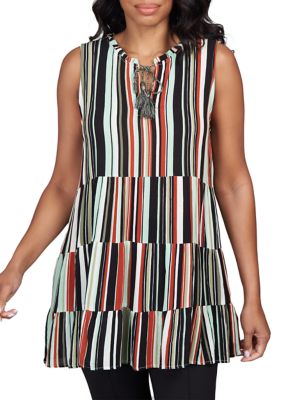 Women's Printed Island Stripe Tunic Top