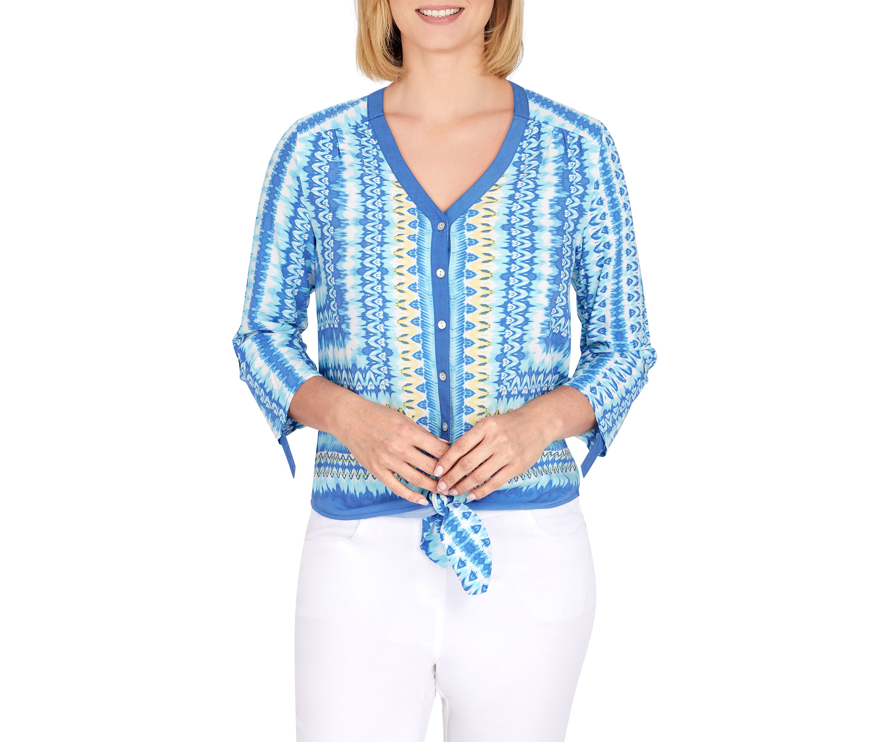 Womens Woven Pacific Ikat Top
