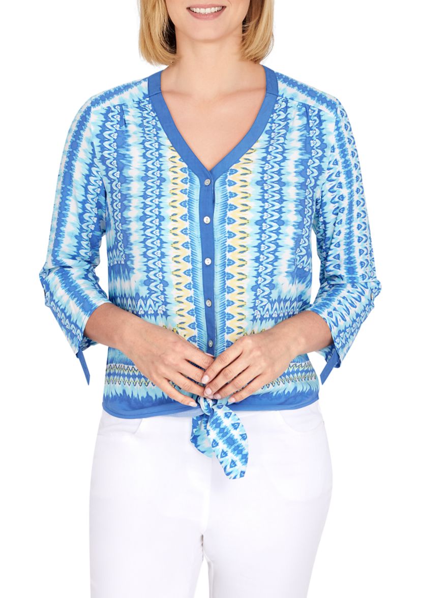 Womens Woven Pacific Ikat Top